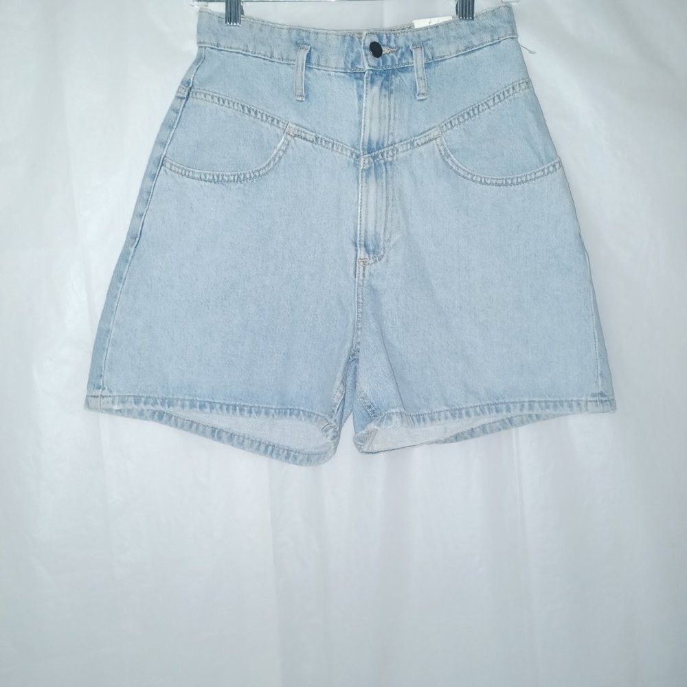 DENIM & CO. WOMEN'S 100% COTTON LIGHT BLUE DENIM JEAN SHORTS SIZE 4